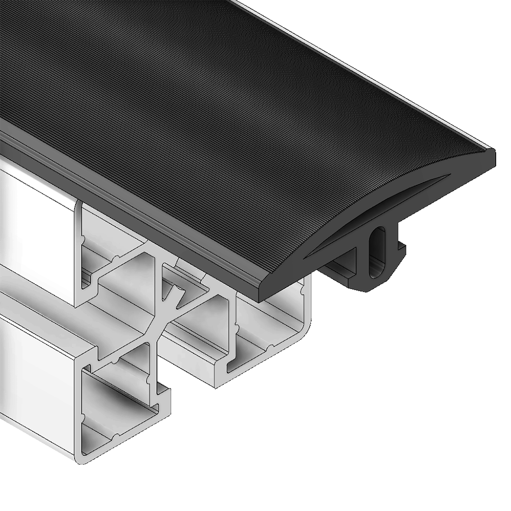 MODULAR SOLUTIONS PVC COVER PROFILE ROUNDED RUBBER W/RIDGES, CUT TO ANY LENGTH PRICE / METER SHOWN